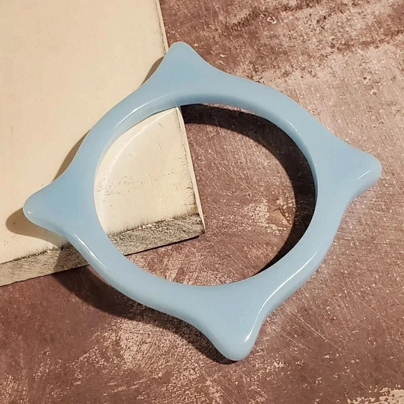 Light Blue Irregular Square New Vintage Y2K 90s Retro Structural Bangle Bracelet - Picture 3 of 7